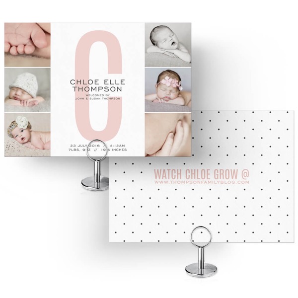 White Collection - Card 5 Birth Announcement