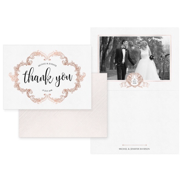 Rose Gold Folding Thank You Card