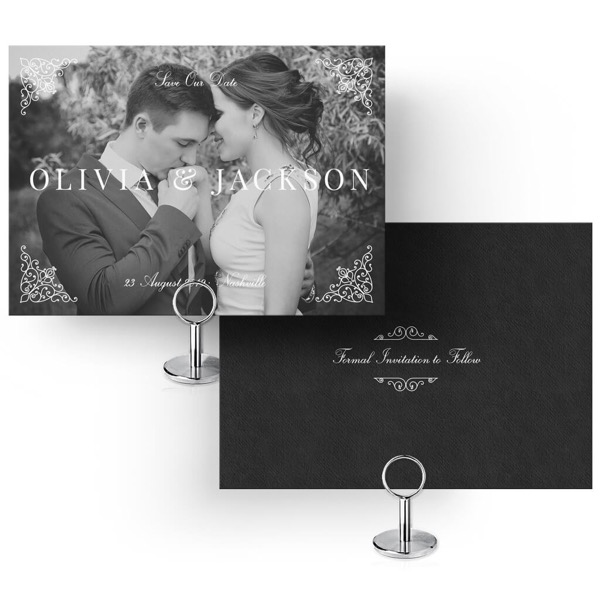 Corner Scrolls Save the Date Card